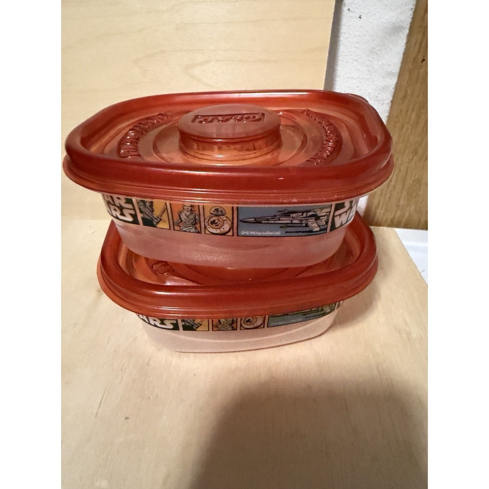 Used Glad Star Wars plastic food storage containers with red lids